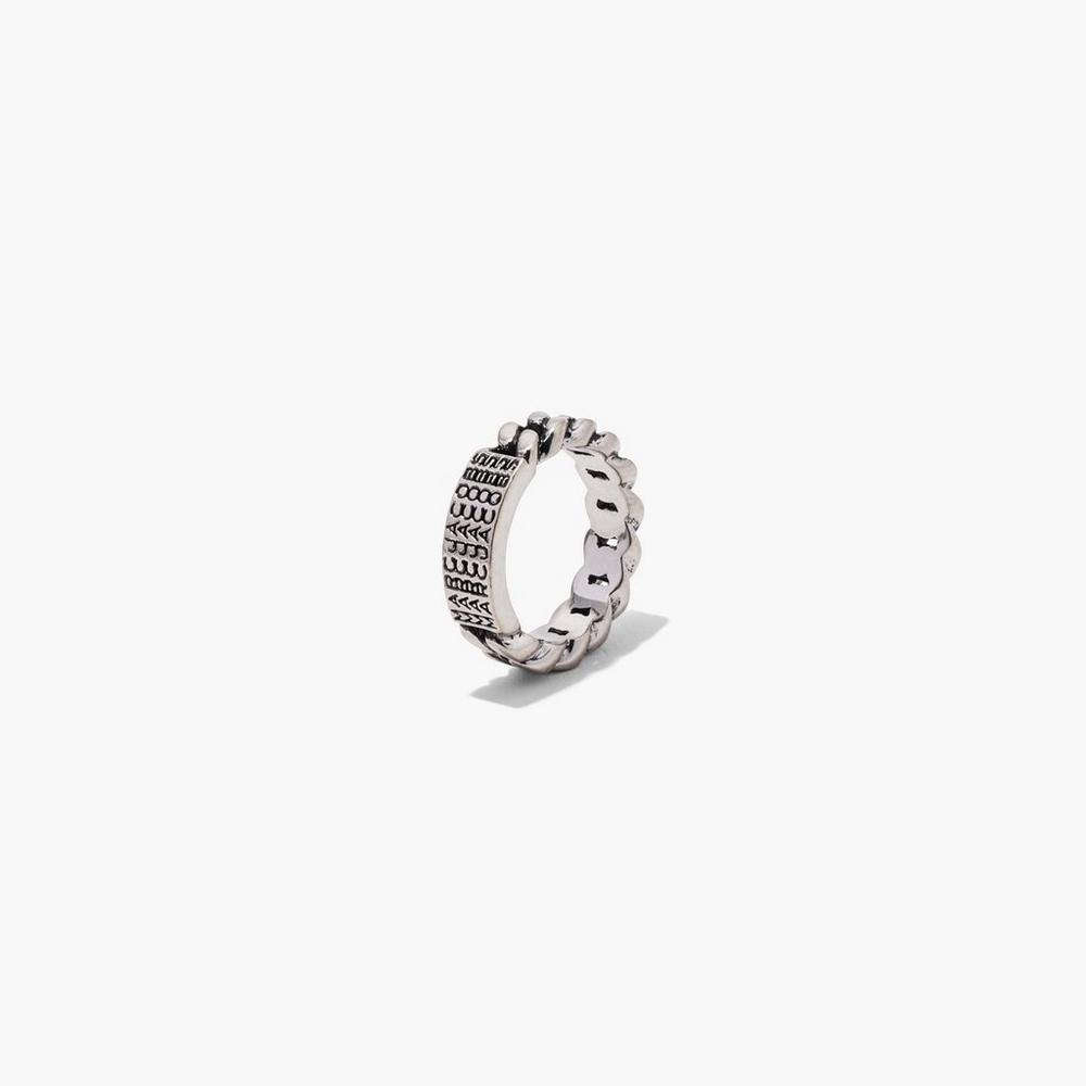 Marc Jacobs Barcode Monogram ID Chain Women's Ring Aged Silver  Australia |  NVB-387645