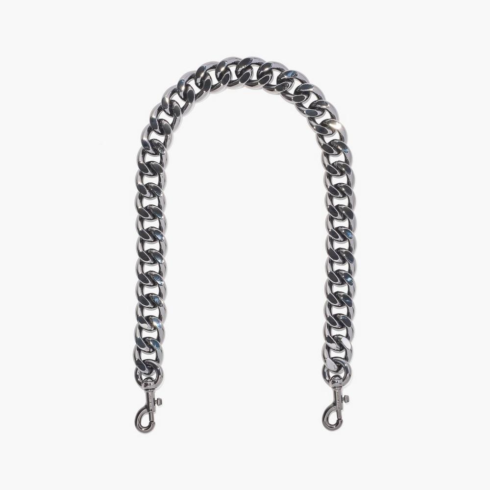 Marc Jacobs Chainlink Shoulder Women\'s Strap Gunmetal Silver  Australia |  QIC-841950