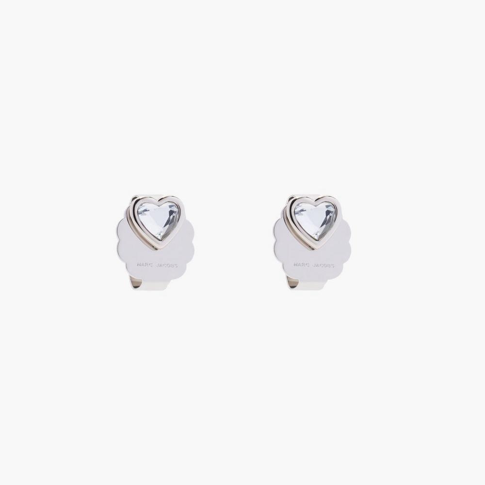 Marc Jacobs Charmed Heart Studs Women's Earrings Crystal / Silver  Australia |  SCU-516783