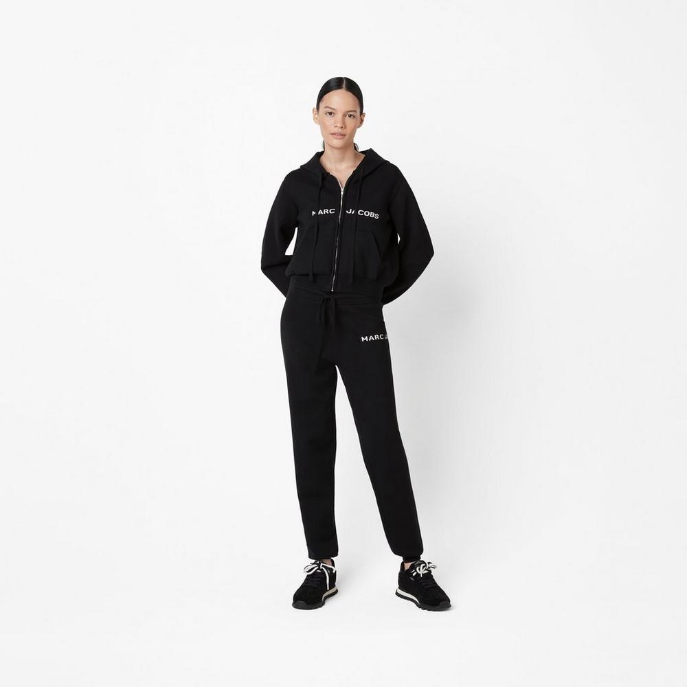 Marc Jacobs Cropped Zip Women's Hoodie Black  Australia |  XOI-179640