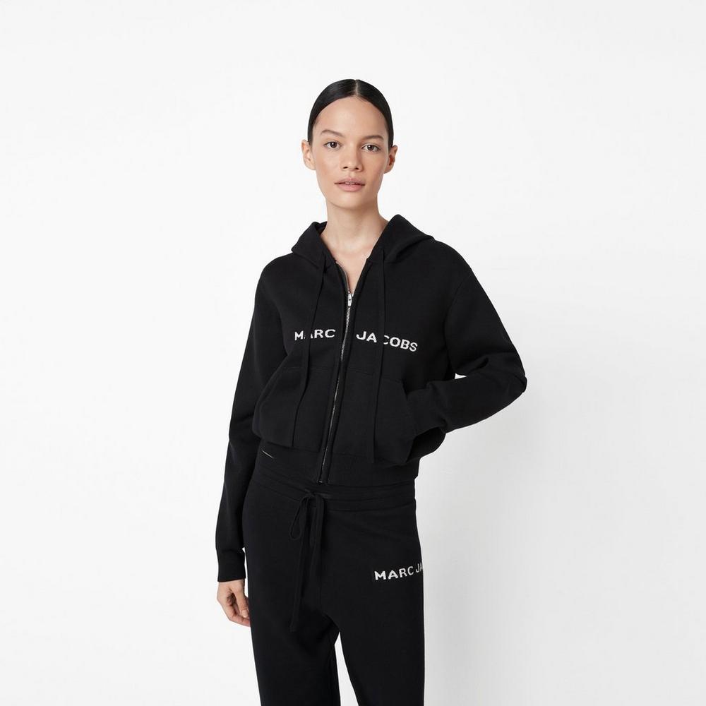 Marc Jacobs Cropped Zip Women's Hoodie Black  Australia |  XOI-179640