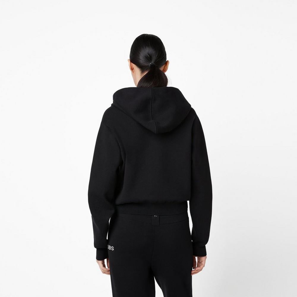 Marc Jacobs Cropped Zip Women's Hoodie Black  Australia |  XOI-179640