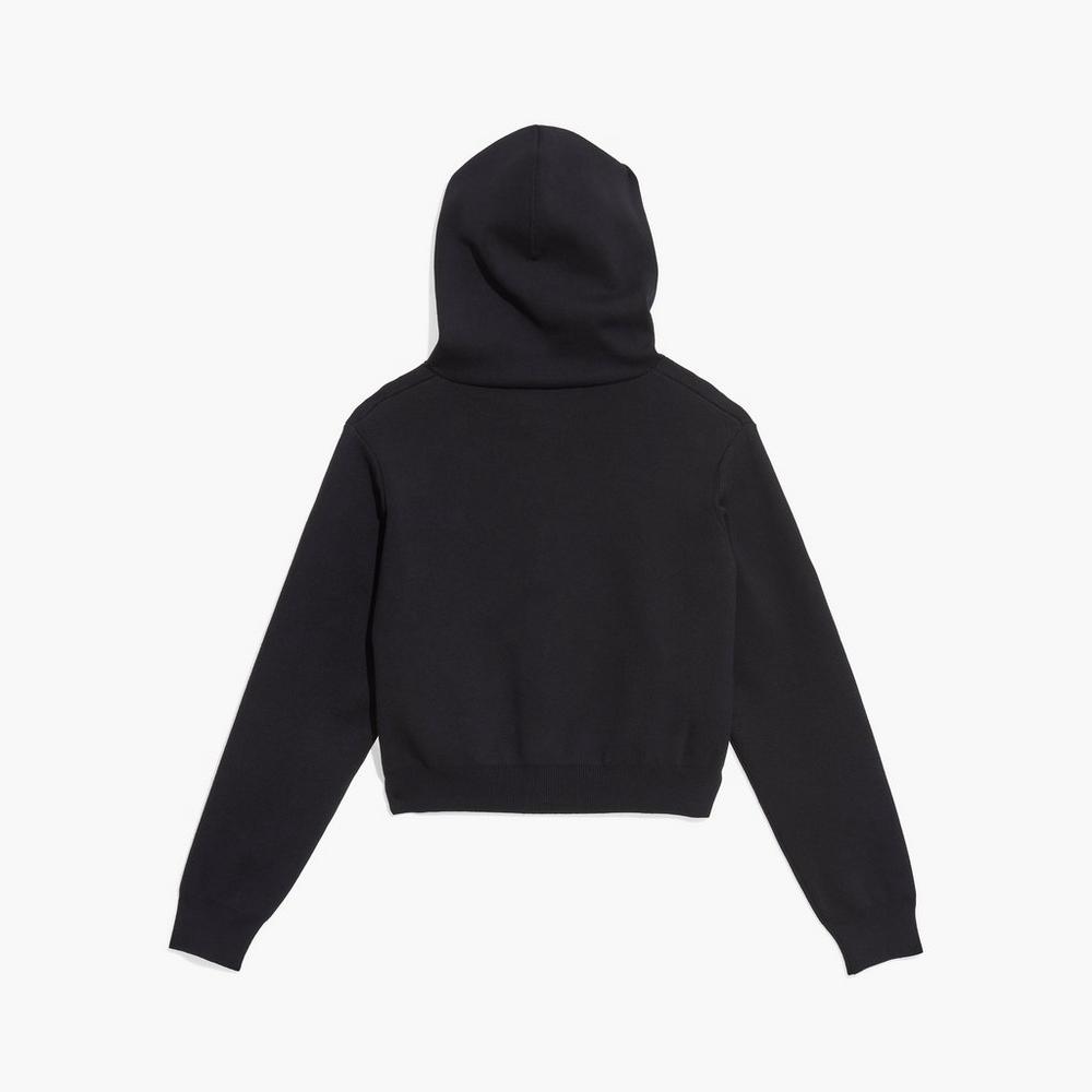 Marc Jacobs Cropped Zip Women's Hoodie Black  Australia |  XOI-179640