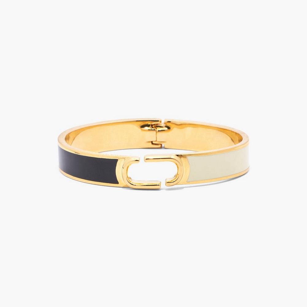 Marc Jacobs Hinge Women\'s Bangle Black / Gold  Australia |  LKI-953764