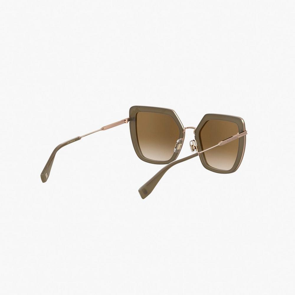 Marc Jacobs Icon Oversized Butterfly Women's Sunglasses Mud / Gold  Australia |  BSG-502947