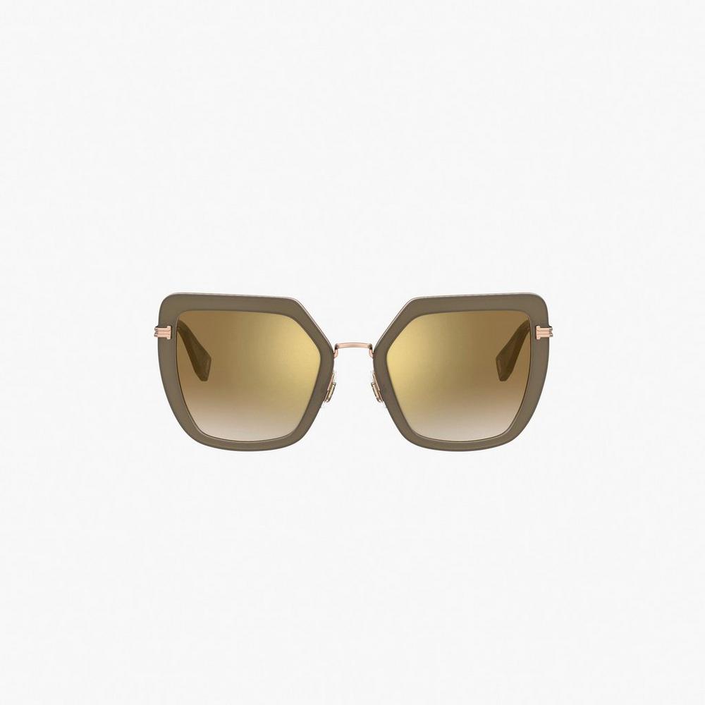 Marc Jacobs Icon Oversized Butterfly Women's Sunglasses Mud / Gold  Australia |  BSG-502947