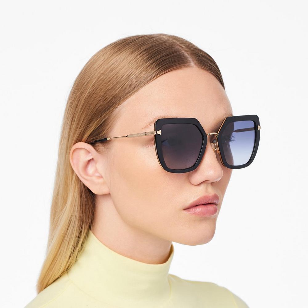 Marc Jacobs Icon Oversized Butterfly Women's Sunglasses Black / Gold  Australia |  WBY-405826