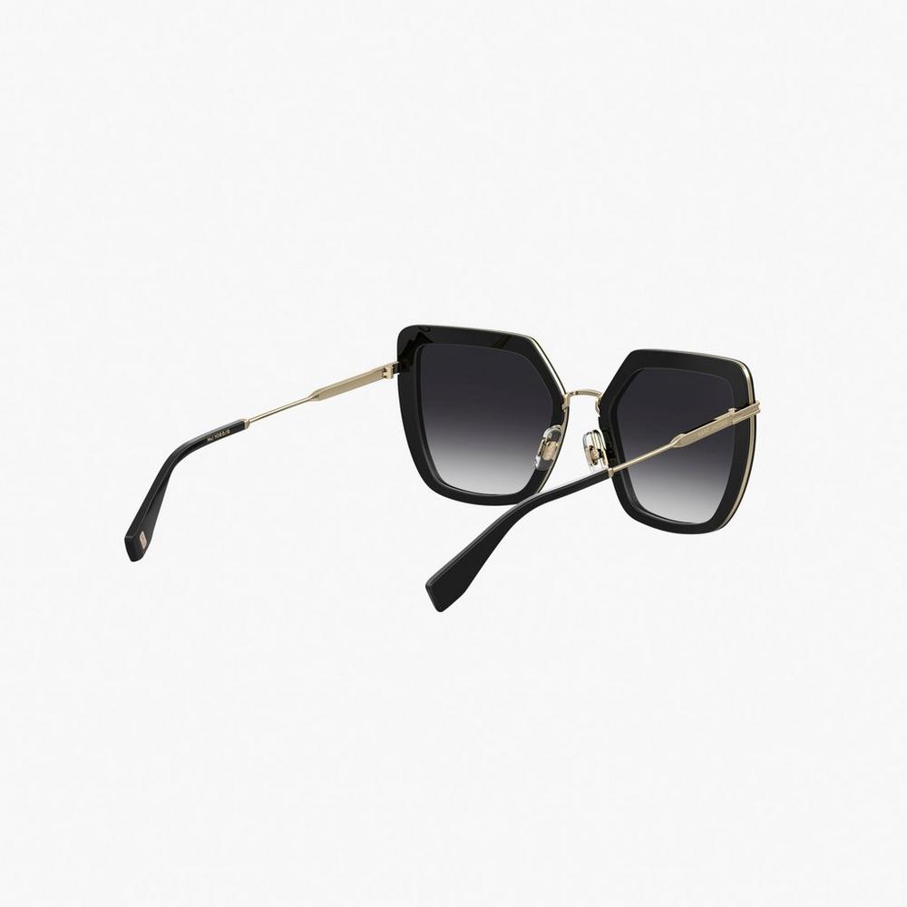 Marc Jacobs Icon Oversized Butterfly Women's Sunglasses Black / Gold  Australia |  WBY-405826