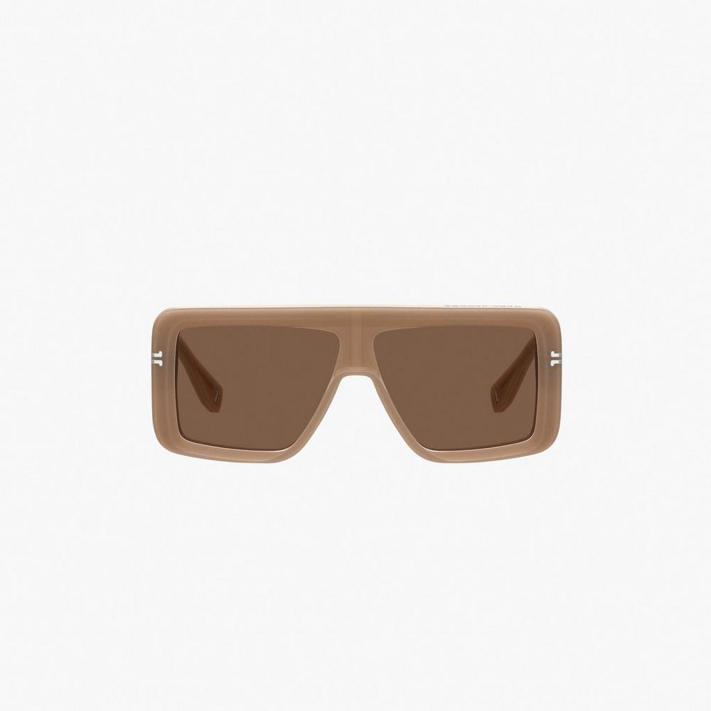 Marc Jacobs Icon Rectangular Women's Sunglasses Nude Brown  Australia |  RIH-608754