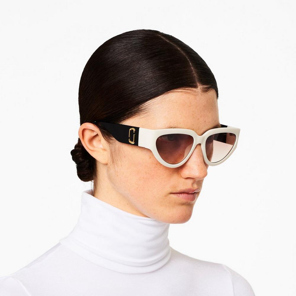 Marc Jacobs J Marc Cat Eye Women's Sunglasses White / Black  Australia |  HVR-981360