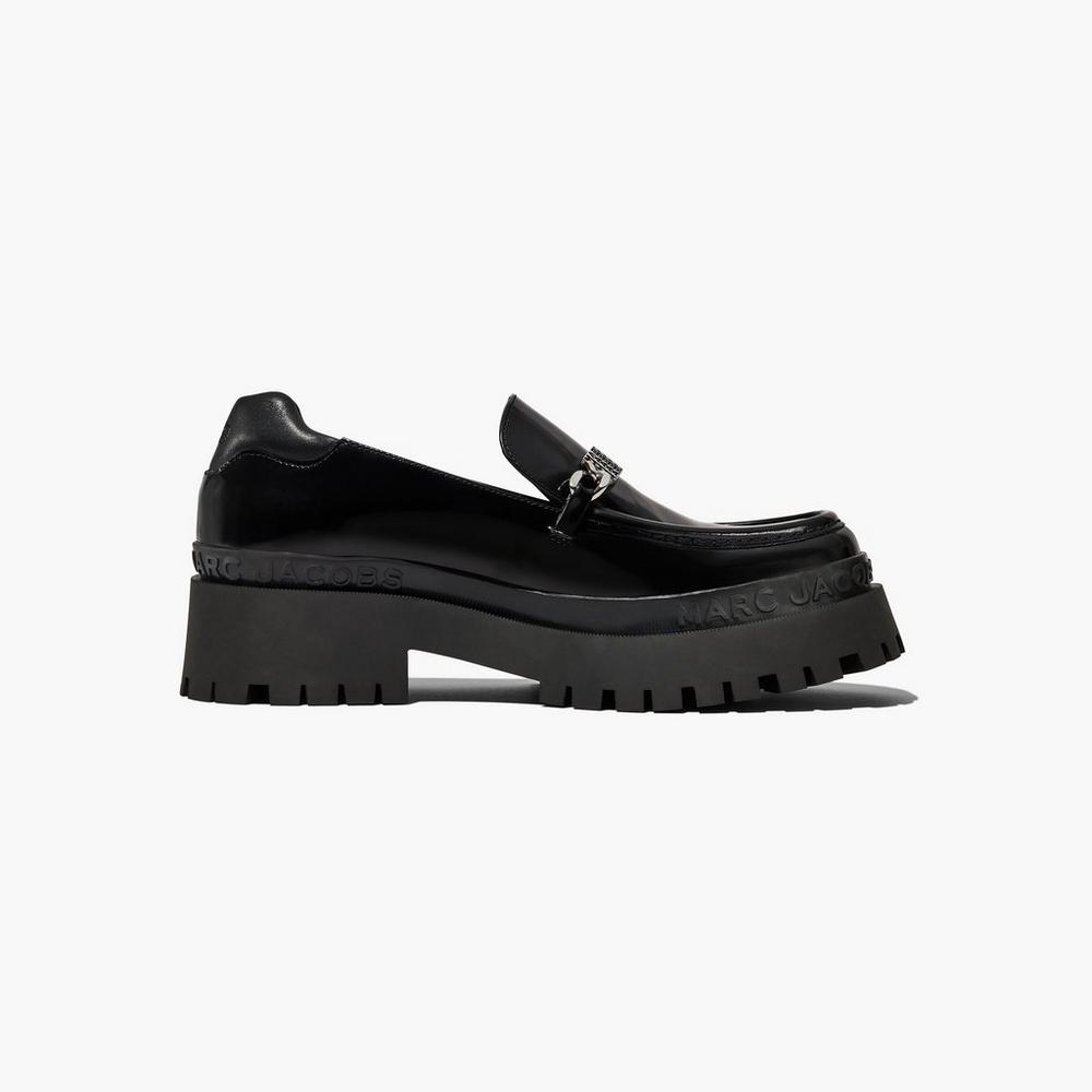 Marc Jacobs Leather Barcode Monogram Women's Loafer Black  Australia |  ZIE-178594