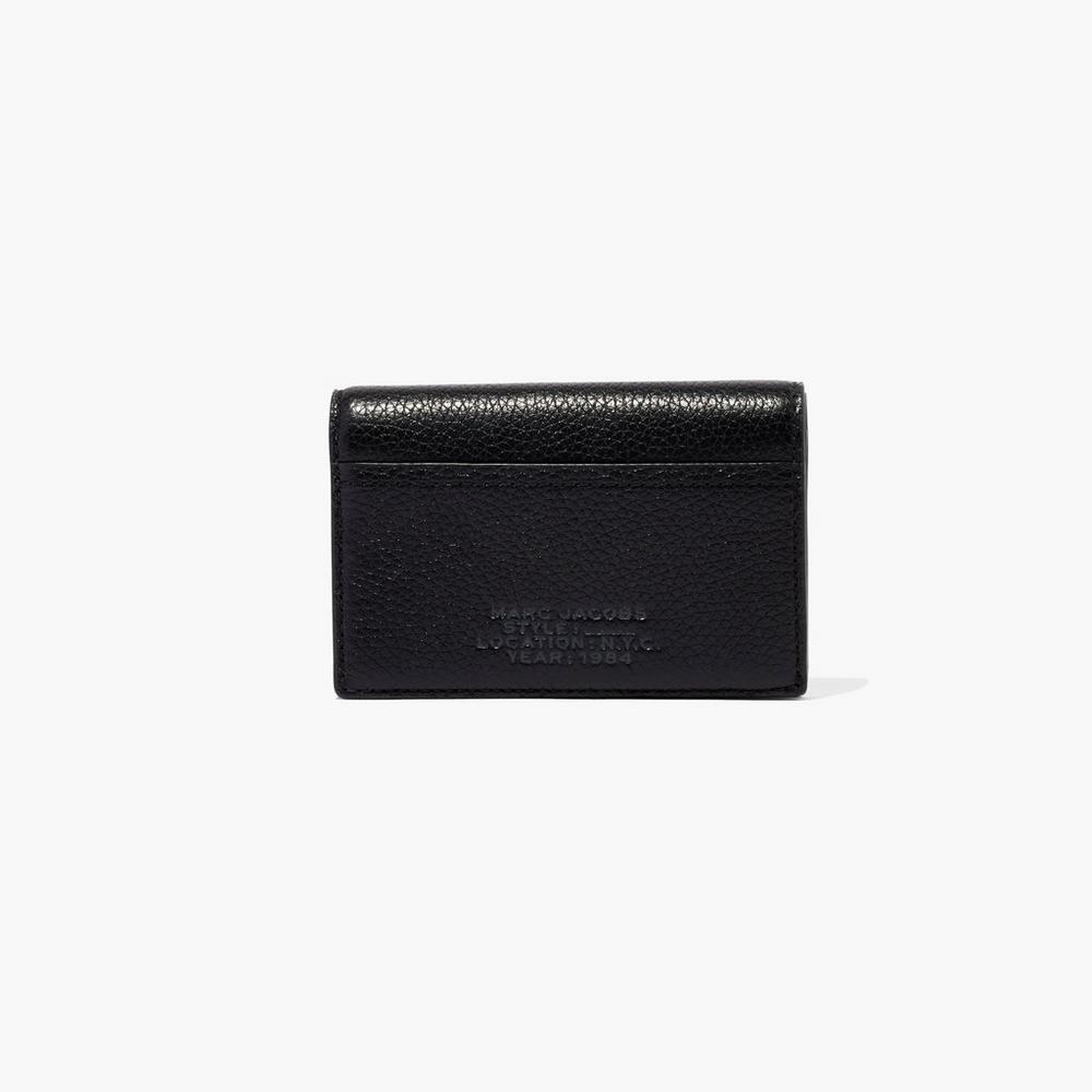 Marc Jacobs Leather Bifold Women\'s Small Wallets Black  Australia |  KRD-847910