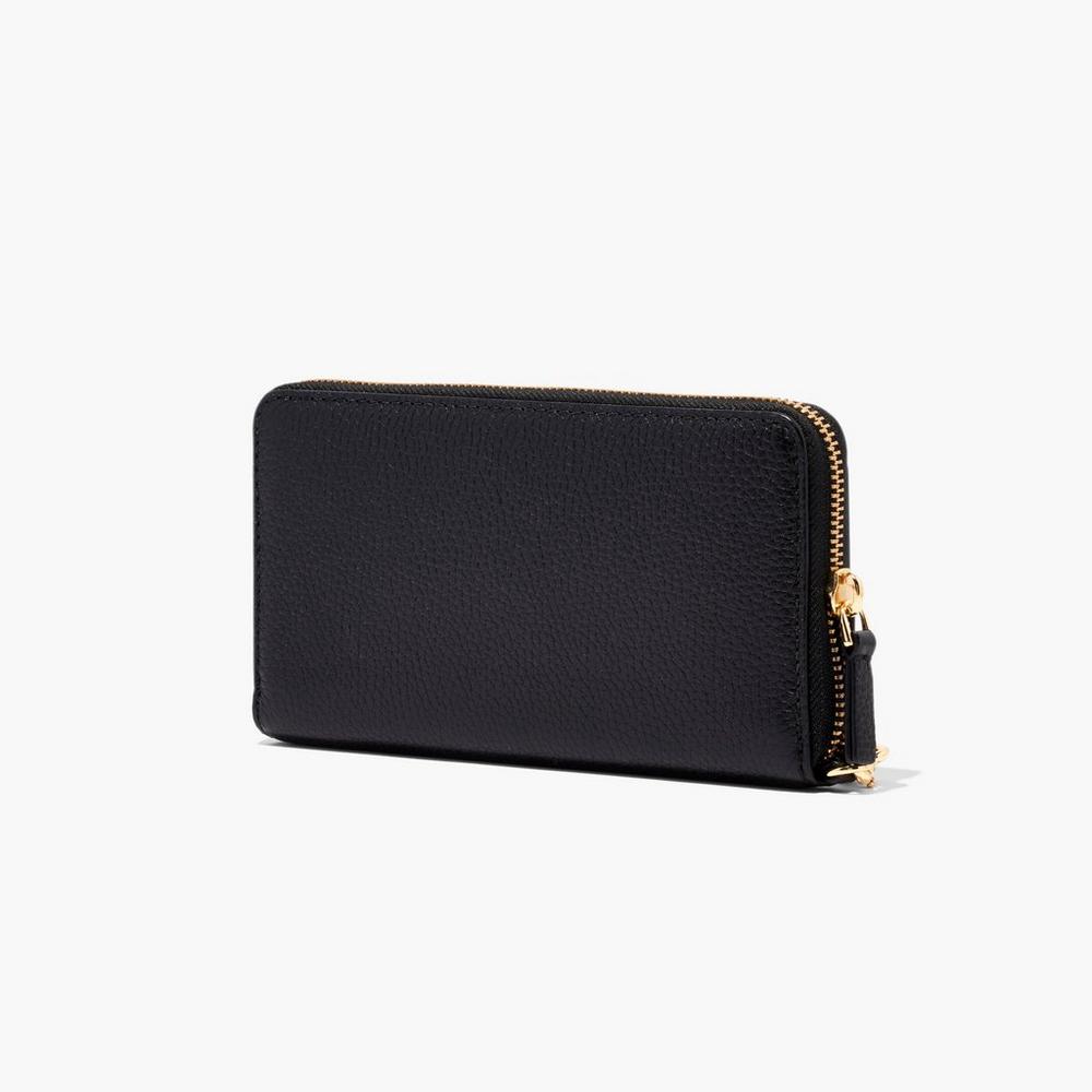 Marc Jacobs Leather Continental Women's Large Wallets Black  Australia |  HNS-763921