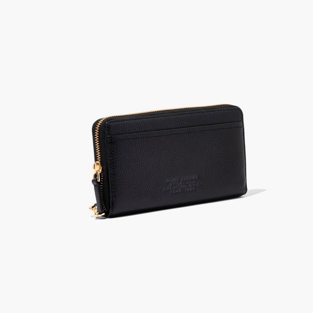 Marc Jacobs Leather Continental Women's Large Wallets Black  Australia |  HNS-763921