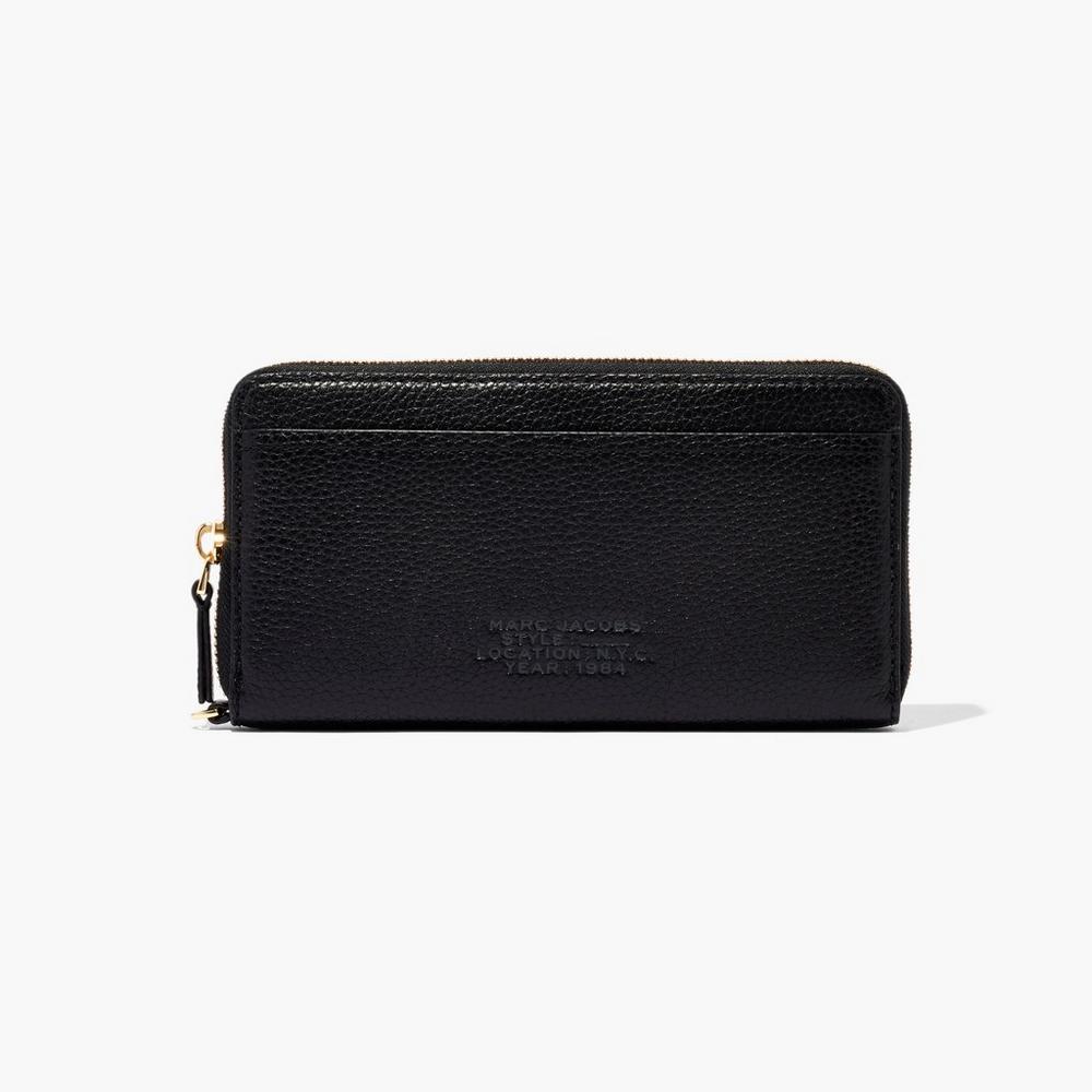 Marc Jacobs Leather Continental Women's Large Wallets Black  Australia |  HNS-763921