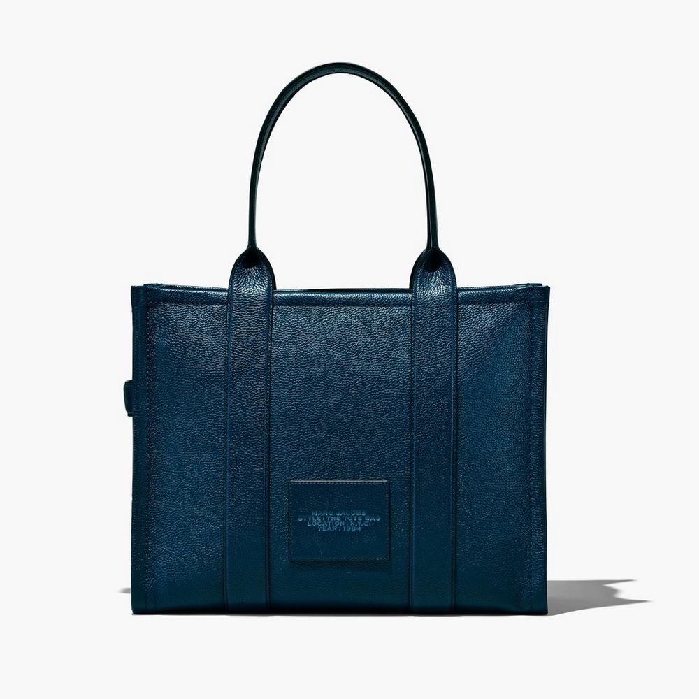 Marc Jacobs Leather Large Women's Tote Bag Blue Sea  Australia |  TLD-076358