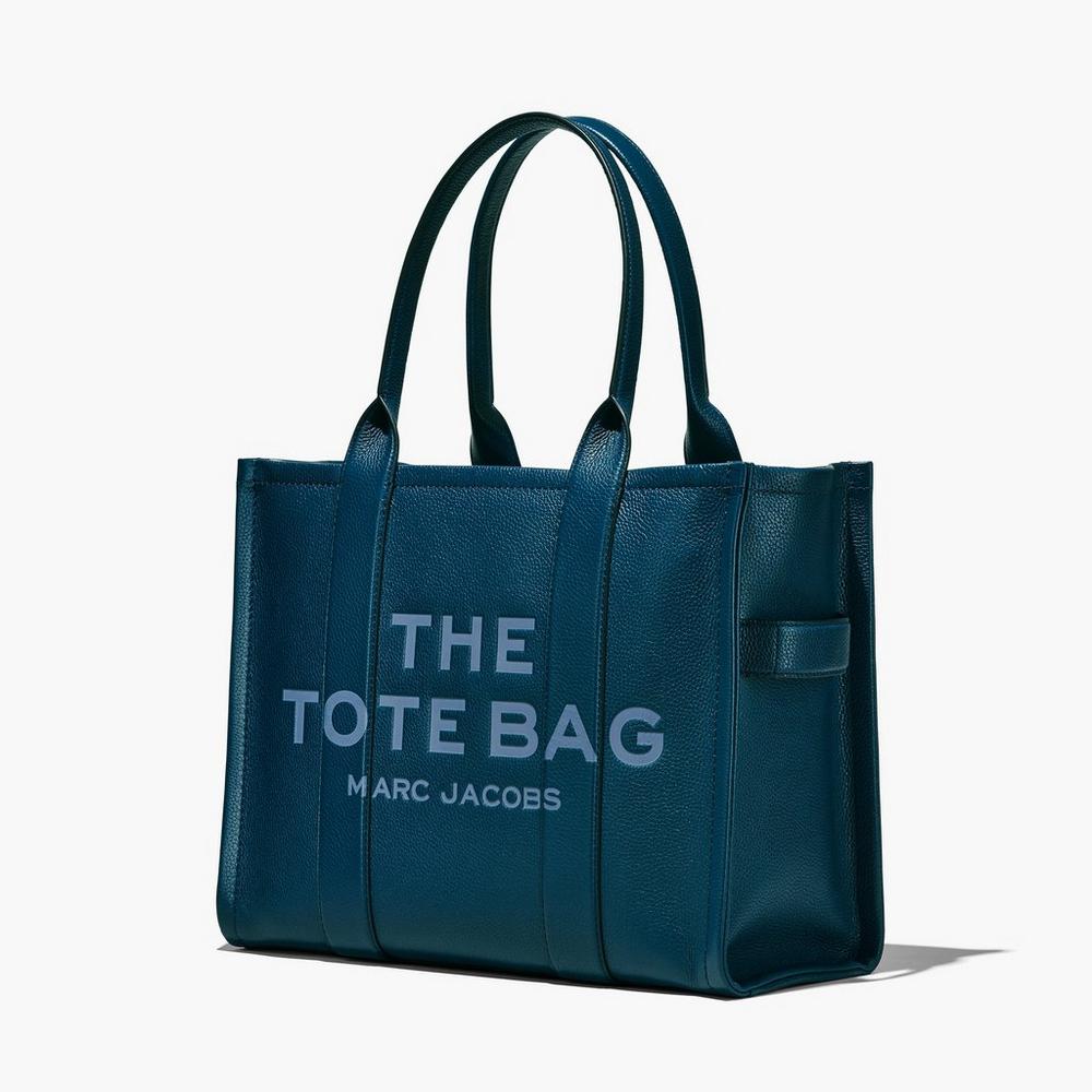 Marc Jacobs Leather Large Women's Tote Bag Blue Sea  Australia |  TLD-076358