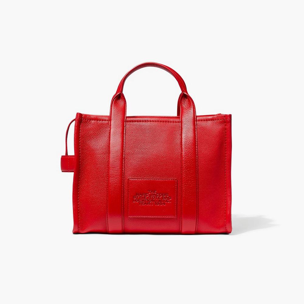 Marc Jacobs Leather Medium Women's Tote Bag True Red  Australia |  AJZ-162498