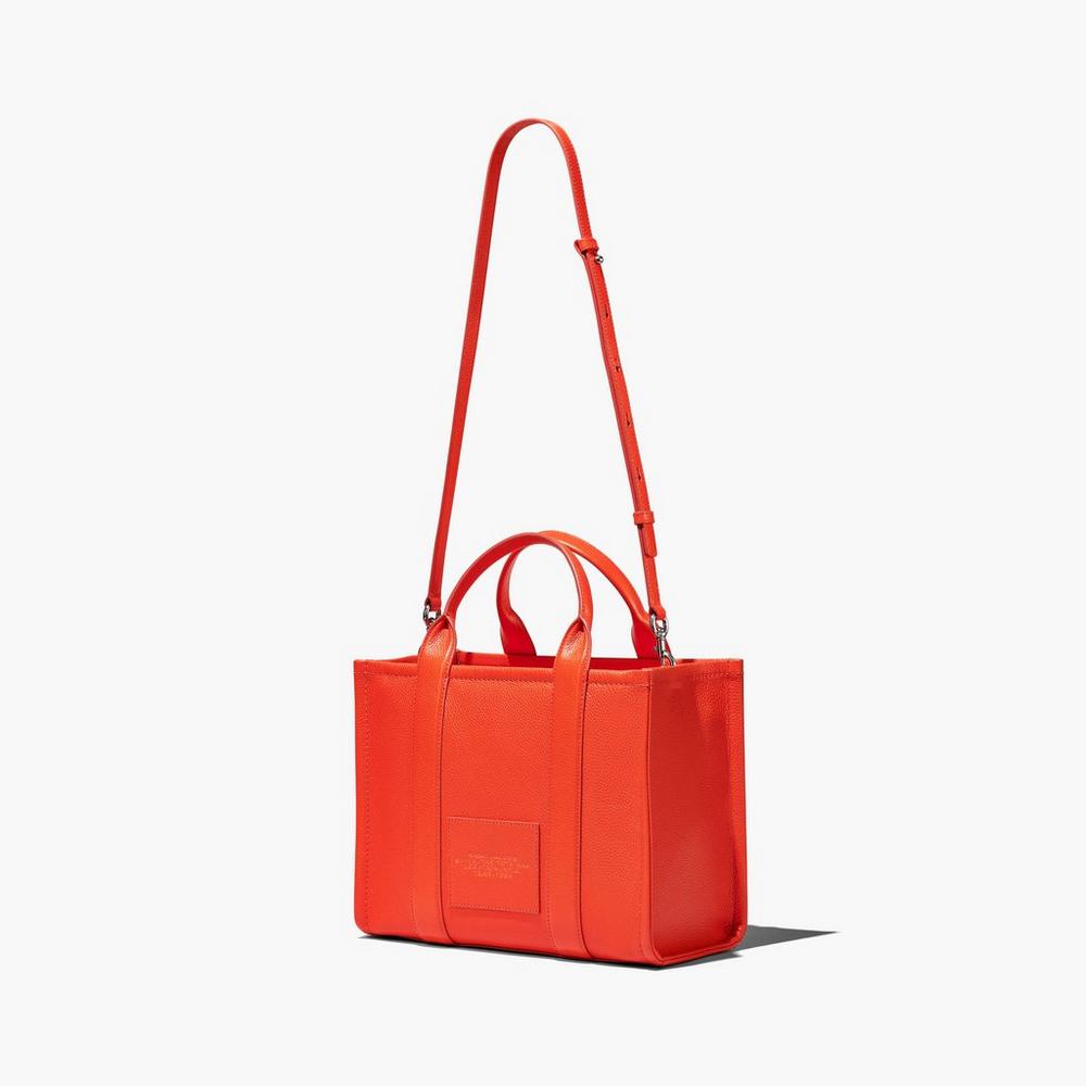 Marc Jacobs Leather Medium Women's Tote Bag Electric Orange  Australia |  CZJ-075829