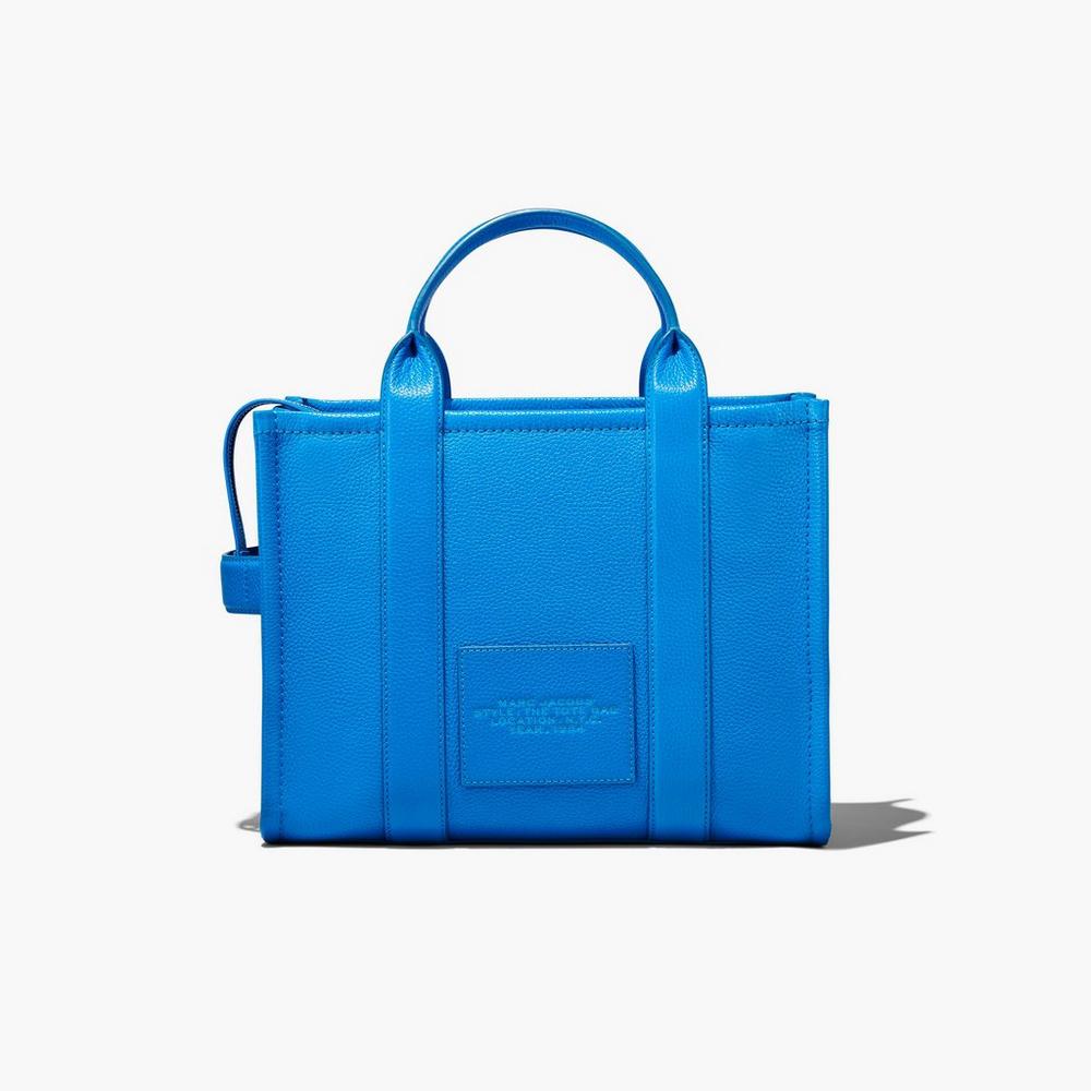 Marc Jacobs Leather Medium Women's Tote Bag Blue Sea  Australia |  QOR-046839