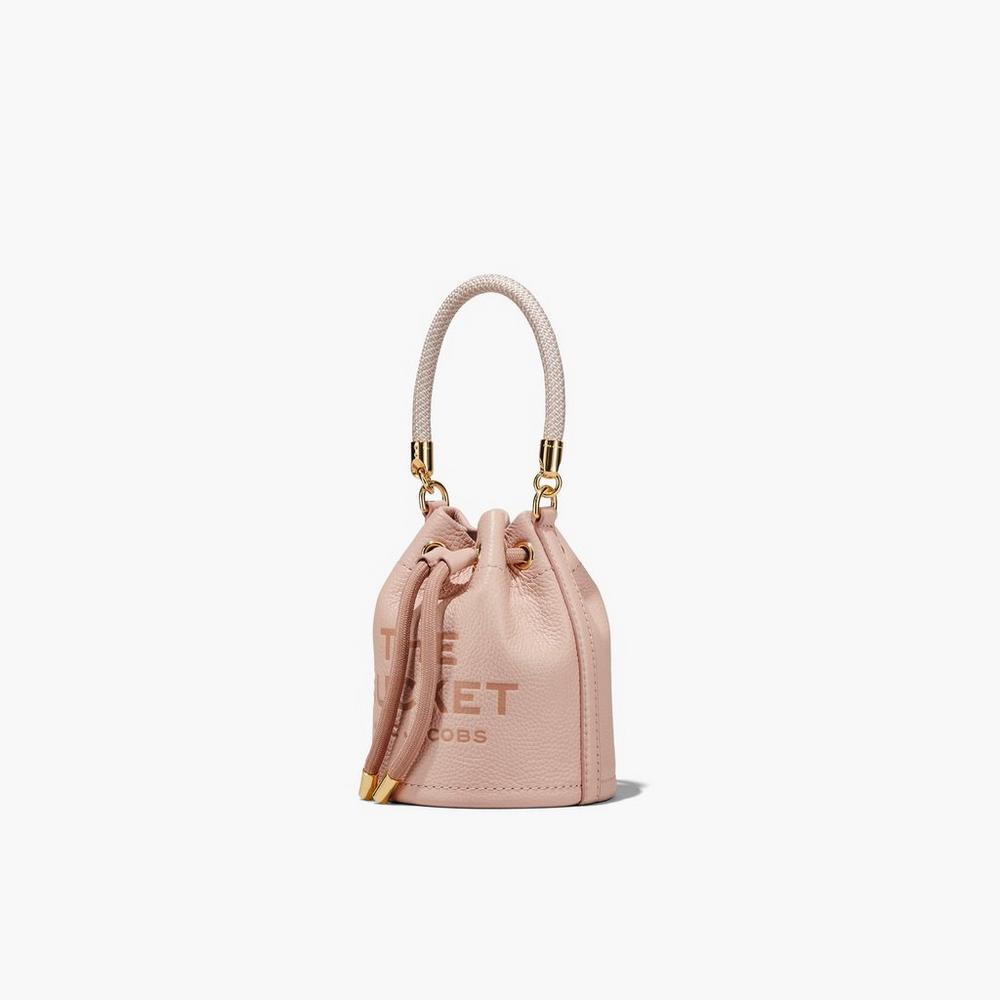 Marc Jacobs Leather Micro Women's Bucket Bag Rose  Australia |  FIA-148059