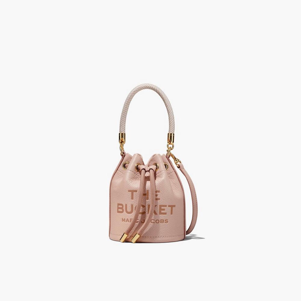 Marc Jacobs Leather Micro Women\'s Bucket Bag Rose  Australia |  FIA-148059