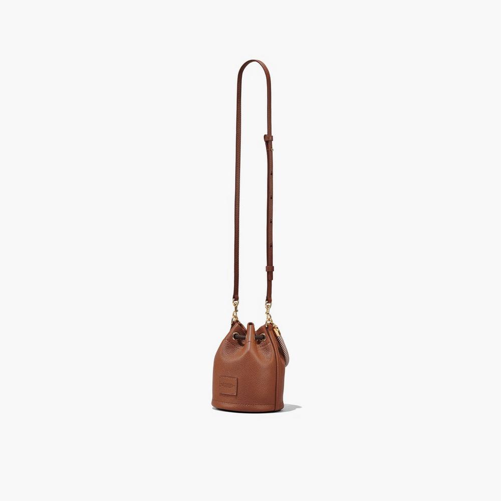 Marc Jacobs Leather Micro Women's Bucket Bag Brown  Australia |  MUS-804963