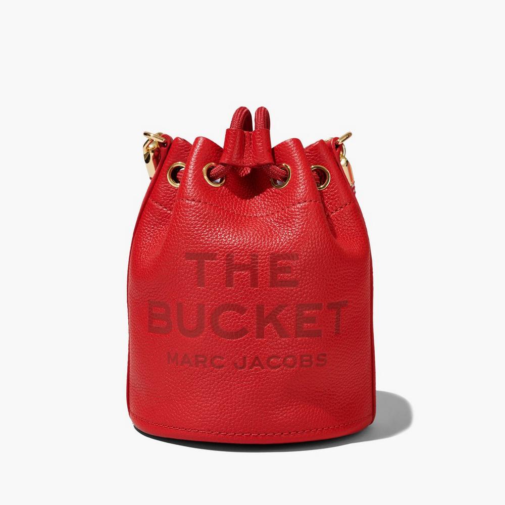 Marc Jacobs Leather Micro Women's Bucket Bag True Red  Australia |  UQW-139650