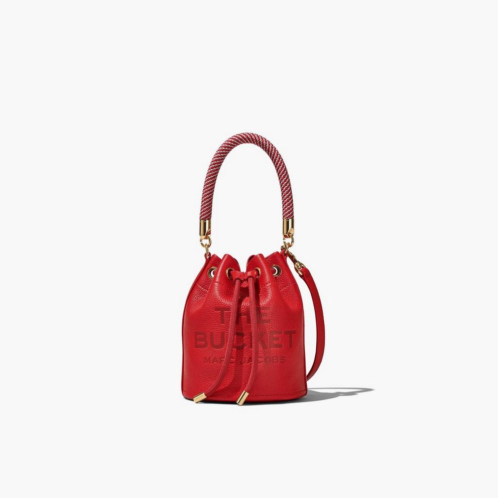 Marc Jacobs Leather Micro Women\'s Bucket Bag True Red  Australia |  UQW-139650