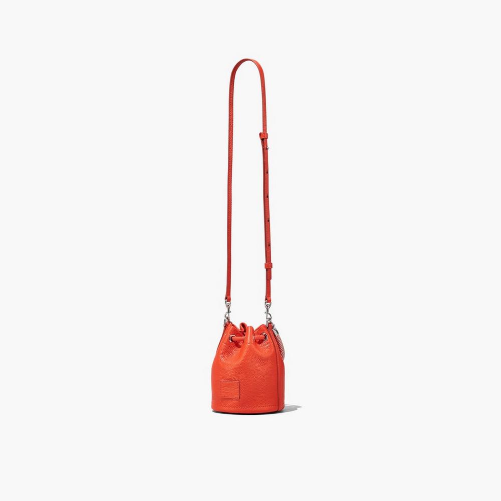 Marc Jacobs Leather Micro Women's Bucket Bag Electric Orange  Australia |  XEY-475316