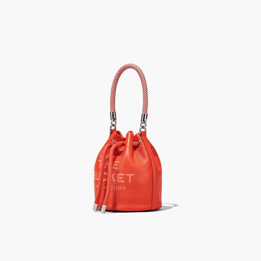 Marc Jacobs Leather Micro Women's Bucket Bag Electric Orange  Australia |  XEY-475316