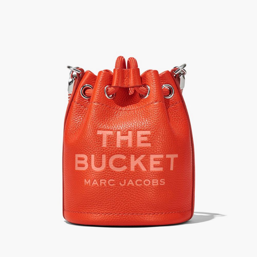 Marc Jacobs Leather Micro Women's Bucket Bag Electric Orange  Australia |  XEY-475316