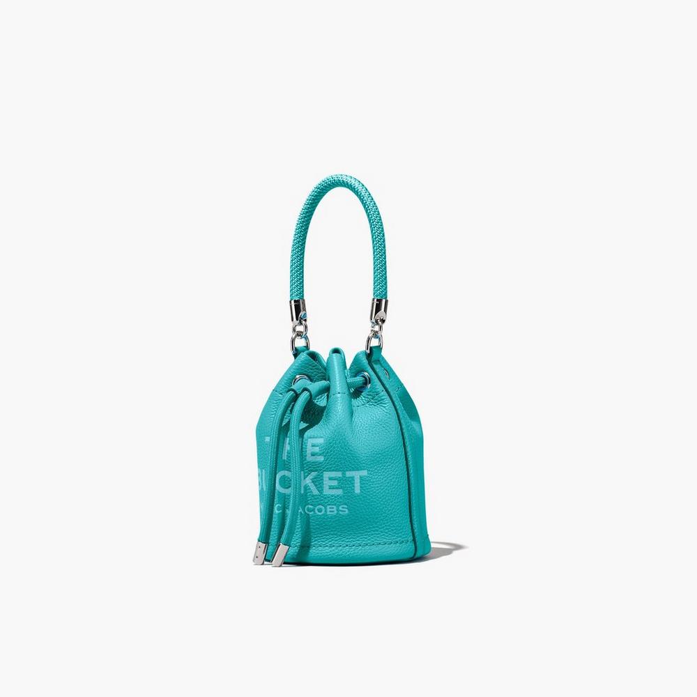 Marc Jacobs Leather Micro Women's Bucket Bag Darkturquoise  Australia |  YTJ-298360