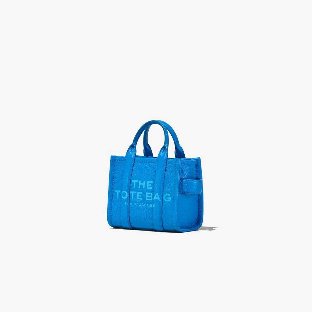 Marc Jacobs Leather Micro Women's Tote Bag Blue Sea  Australia |  VMJ-690358