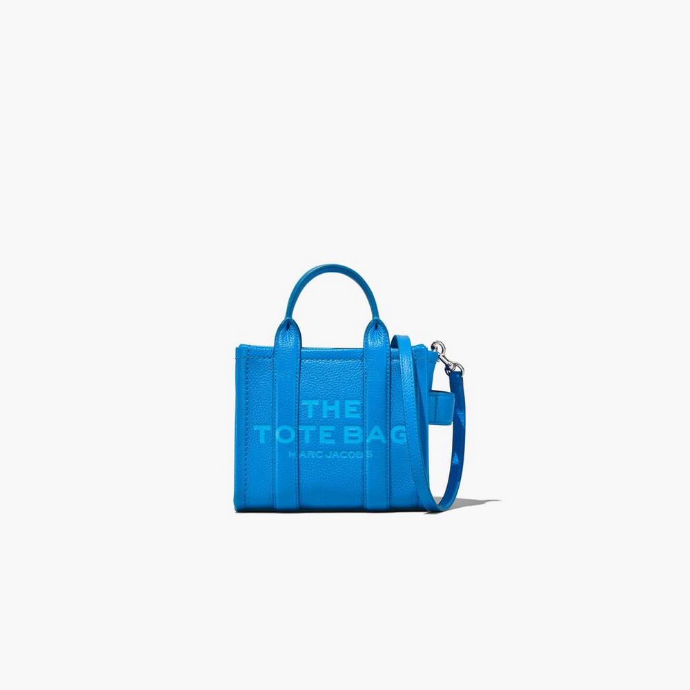 Marc Jacobs Leather Micro Women\'s Tote Bag Blue Sea  Australia |  VMJ-690358