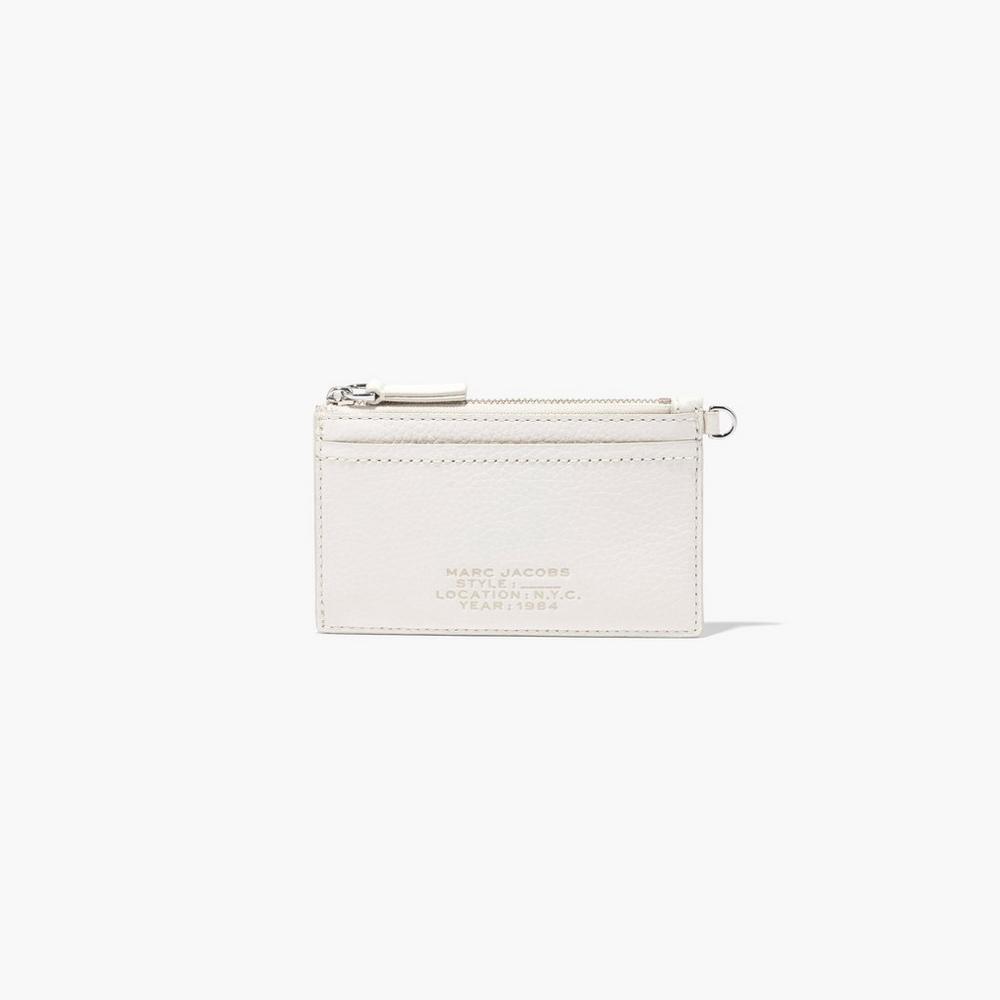 Marc Jacobs Leather Top Zip Wristlet Women's Small Wallets Cotton White  Australia |  HAY-947581