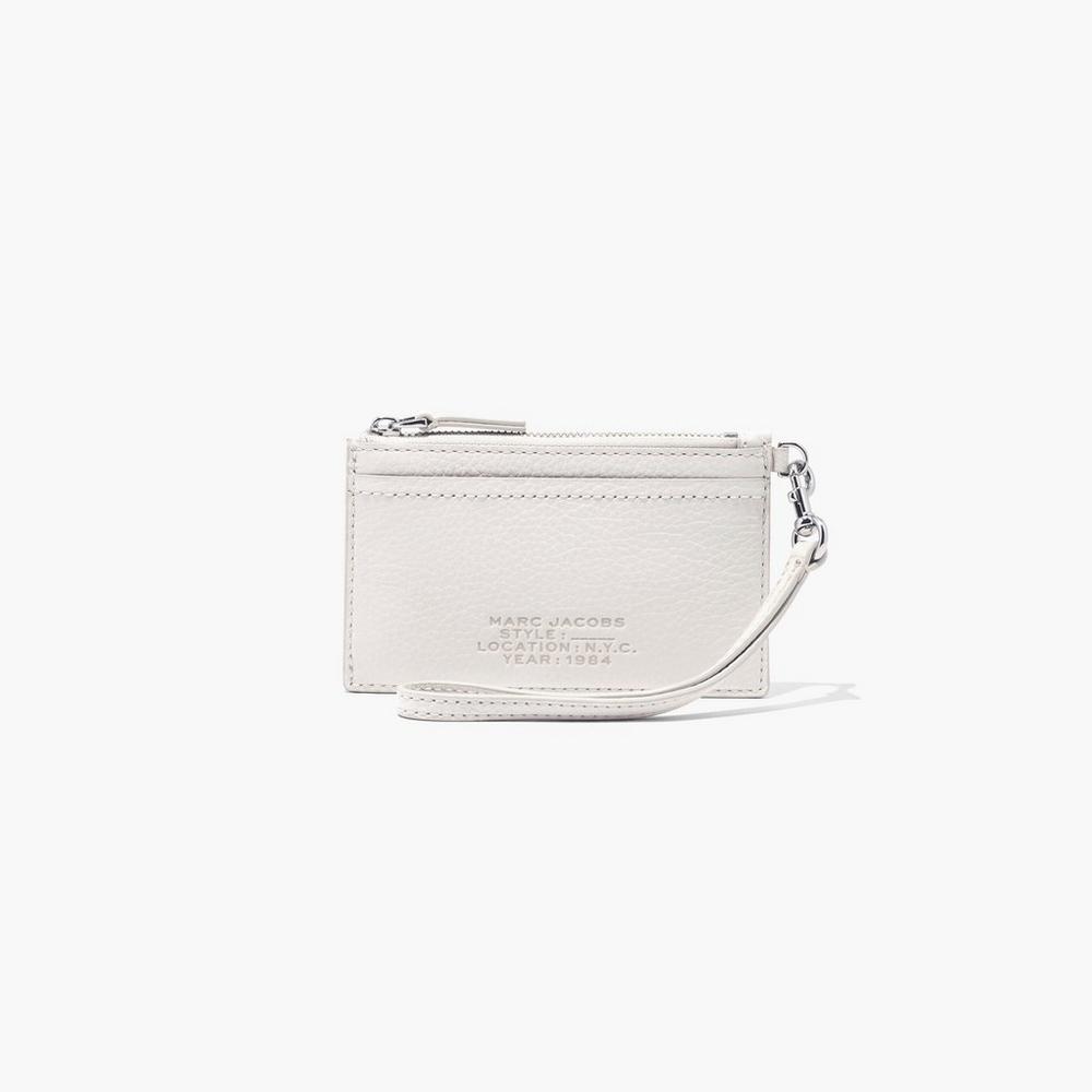 Marc Jacobs Leather Top Zip Wristlet Women\'s Small Wallets Cotton White  Australia |  HAY-947581