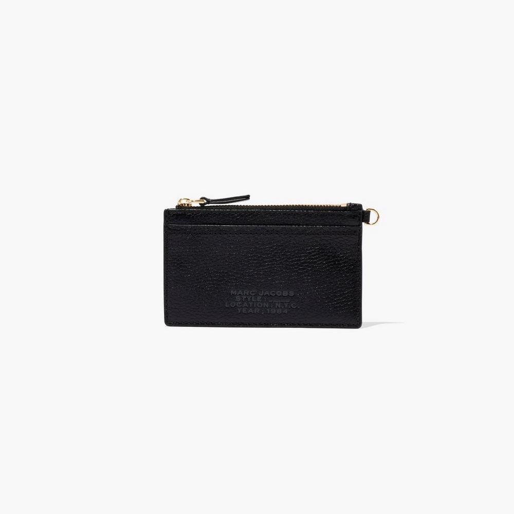 Marc Jacobs Leather Top Zip Wristlet Women's Small Wallets Black  Australia |  LDO-531742