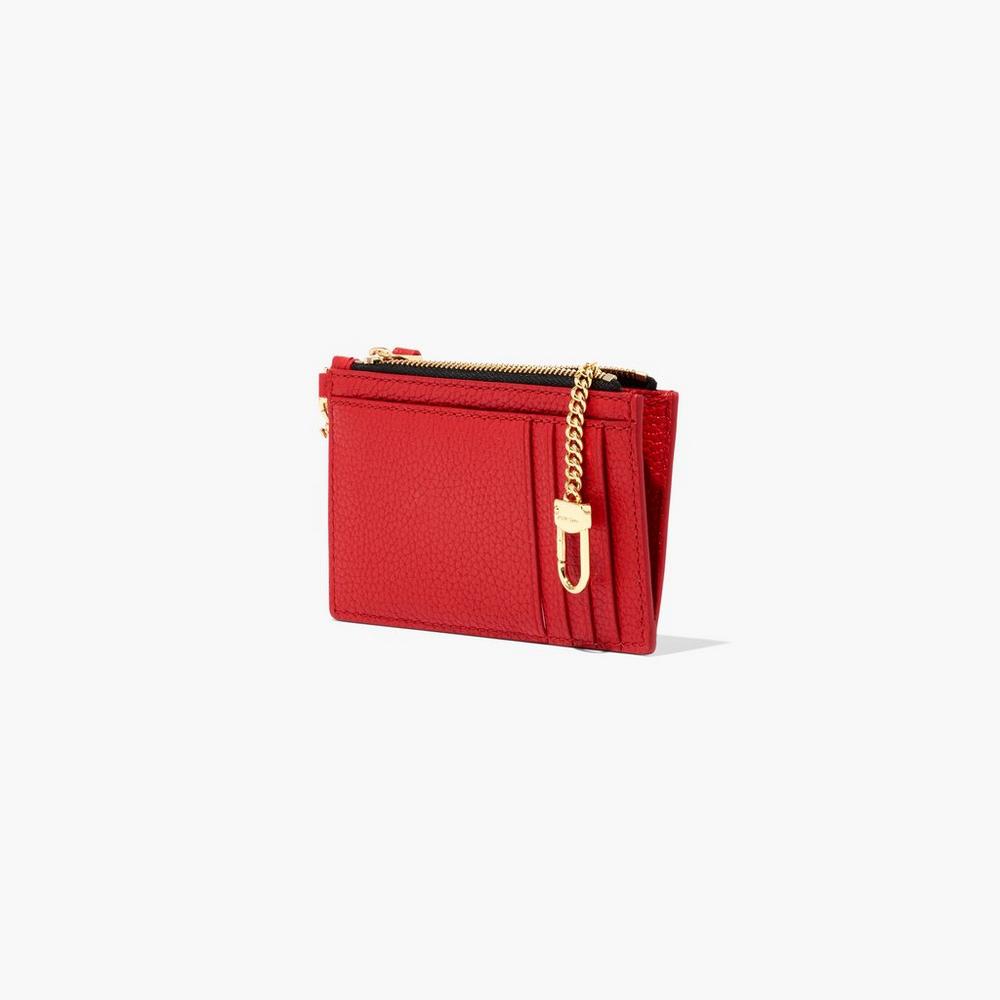 Marc Jacobs Leather Top Zip Wristlet Women's Small Wallets True Red  Australia |  VYF-457923