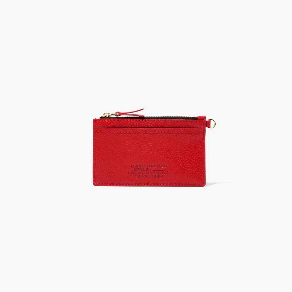 Marc Jacobs Leather Top Zip Wristlet Women's Small Wallets True Red  Australia |  VYF-457923