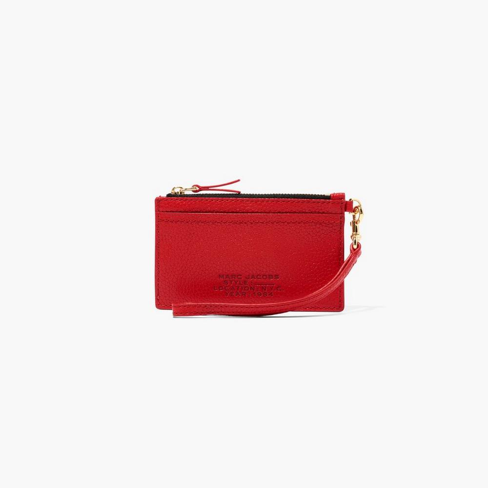 Marc Jacobs Leather Top Zip Wristlet Women\'s Small Wallets True Red  Australia |  VYF-457923