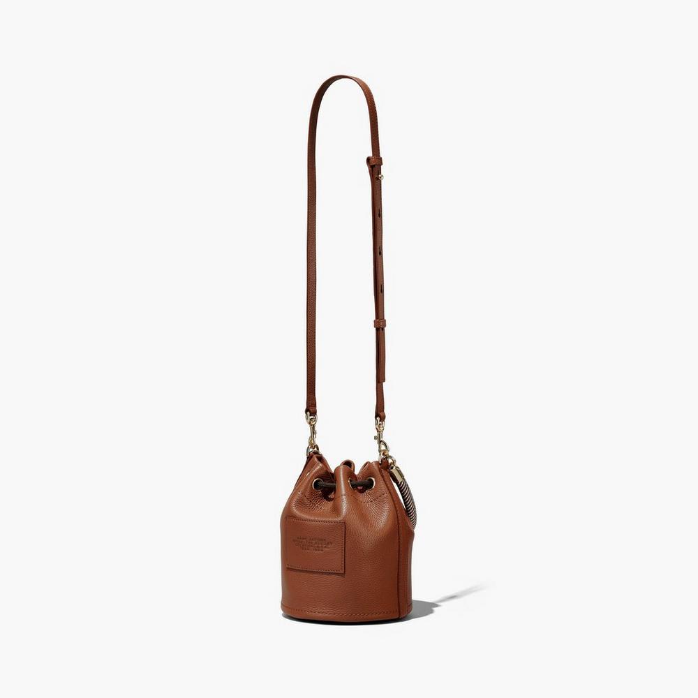 Marc Jacobs Leather Women's Bucket Bag Brown  Australia |  KXY-549160