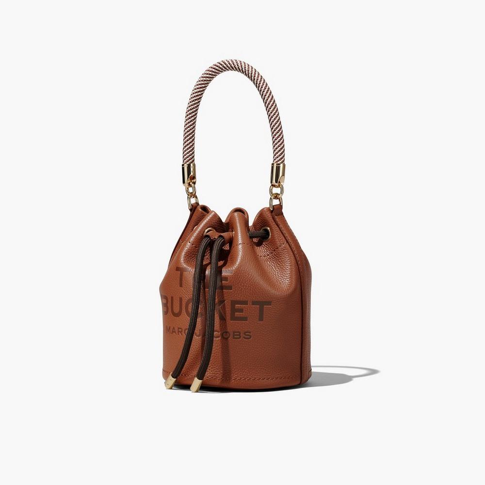 Marc Jacobs Leather Women's Bucket Bag Brown  Australia |  KXY-549160