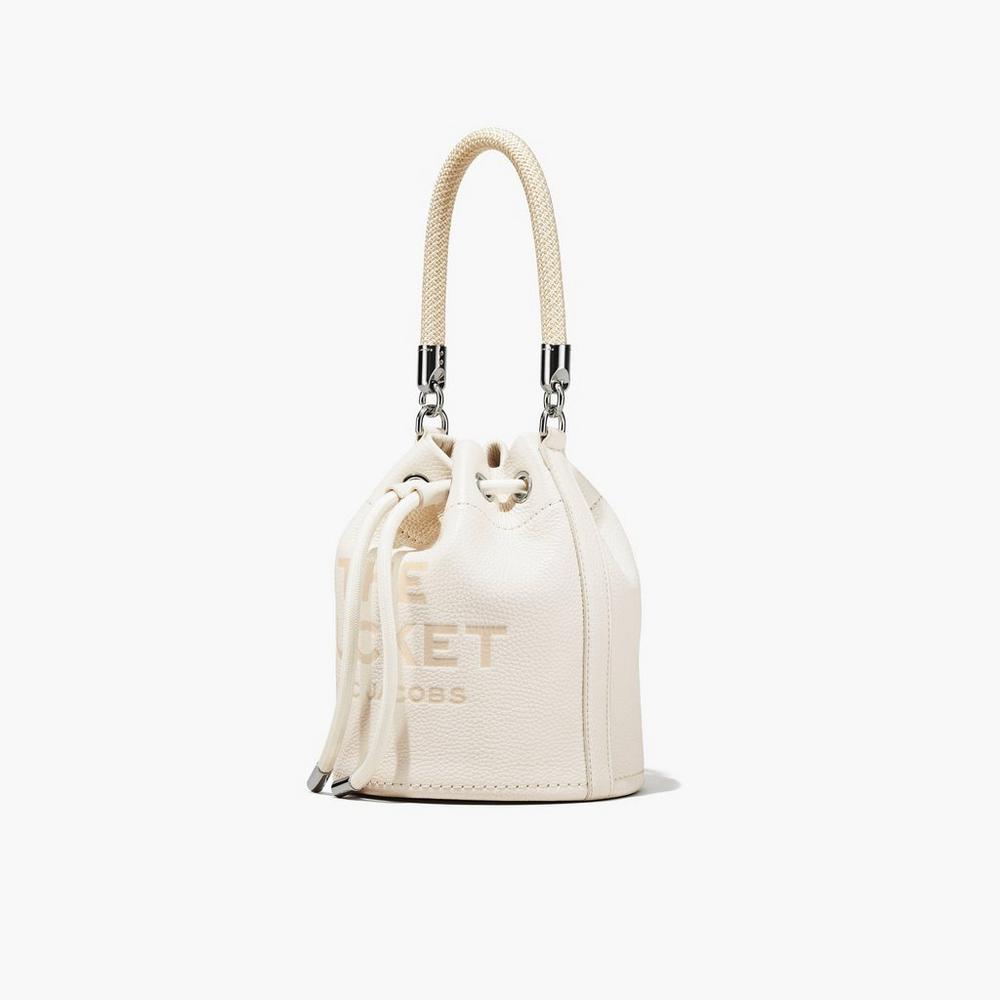 Marc Jacobs Leather Women's Bucket Bag Cotton / Silver  Australia |  PES-798536