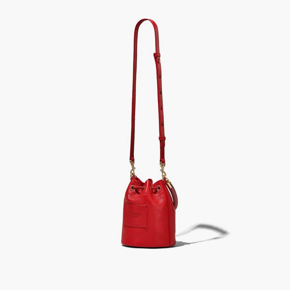 Marc Jacobs Leather Women's Bucket Bag True Red  Australia |  IUC-063814