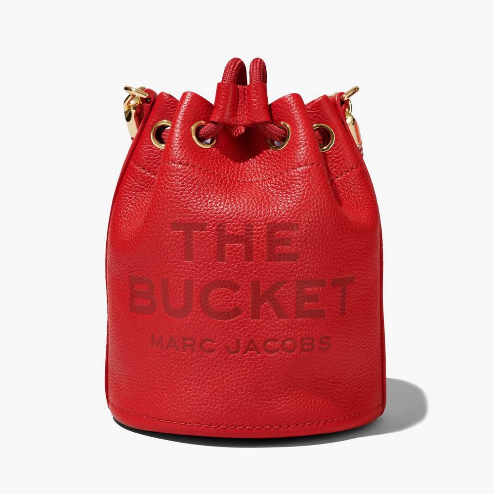 Marc Jacobs Leather Women's Bucket Bag True Red  Australia |  IUC-063814