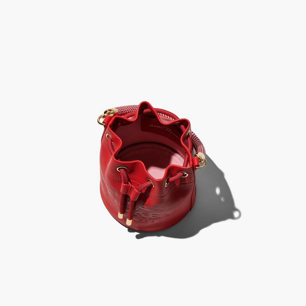 Marc Jacobs Leather Women's Bucket Bag True Red  Australia |  IUC-063814