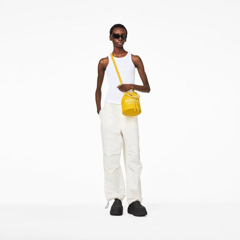 Marc Jacobs Leather Women's Bucket Bag Yellow  Australia |  IYK-731645