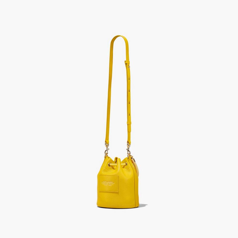 Marc Jacobs Leather Women's Bucket Bag Yellow  Australia |  IYK-731645