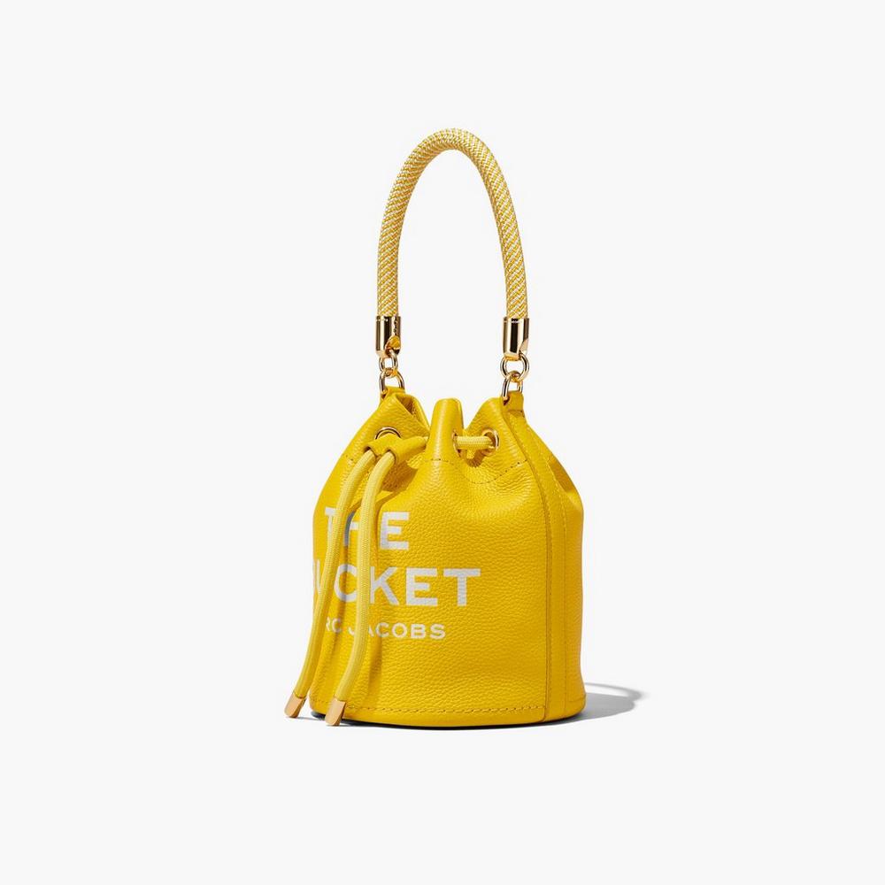 Marc Jacobs Leather Women's Bucket Bag Yellow  Australia |  IYK-731645